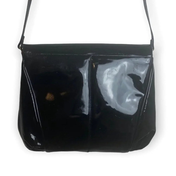 Vintage  RO-EL Montreal Black Vinyl Crossbody Bag - Picture 2 of 12